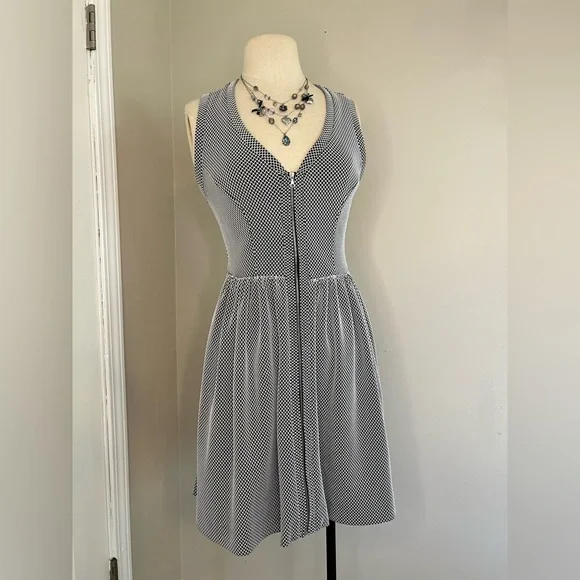 Sandro | Dresses | Sandro Fit Flare V Neck Zipper Black White Skater 2 |  Poshmark